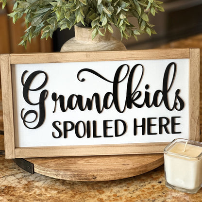 Grandparents Sign, Grandkids Spoiled Sign, Gift for Grandparents, Mother's Day Sign, Wood Sign, Gift from Grandkids, 3D Wood Sign Home Decor