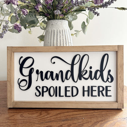 Grandparents Sign, Grandkids Spoiled Sign, Gift for Grandparents, Mother's Day Sign, Wood Sign, Gift from Grandkids, 3D Wood Sign Home Decor