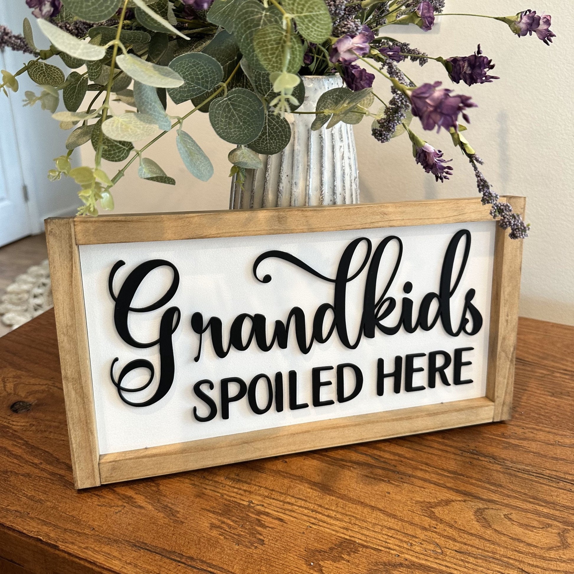 Grandparents Sign, Grandkids Spoiled Sign, Gift for Grandparents, Mother's Day Sign, Wood Sign, Gift from Grandkids, 3D Wood Sign Home Decor