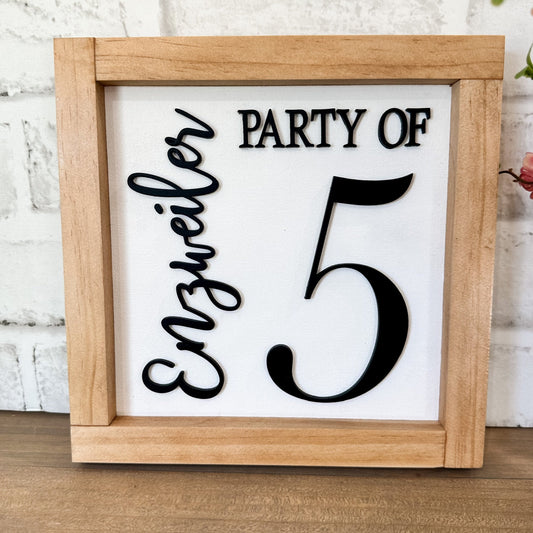 Party of Sign, Family Party of, Custom Name Sign, Gift for Family, Party of 2,3,4,5 Last Name Sign, Personalized Family Name, 3D Number Sign