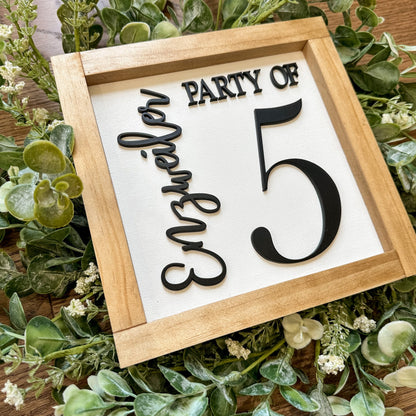 Party of Sign, Family Party of, Custom Name Sign, Gift for Family, Party of 2,3,4,5 Last Name Sign, Personalized Family Name, 3D Number Sign