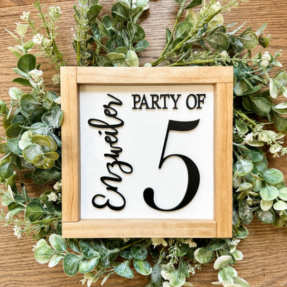 Party of Sign, Family Party of, Custom Name Sign, Gift for Family, Party of 2,3,4,5 Last Name Sign, Personalized Family Name, 3D Number Sign