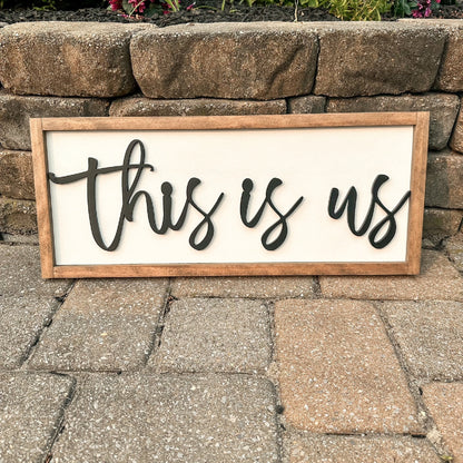 This Is Us Family Wall Wood Sign, Family Photo Prop, Gift for Wedding, Bridal Shower, Housewarming Gift, Gift for Blended Family