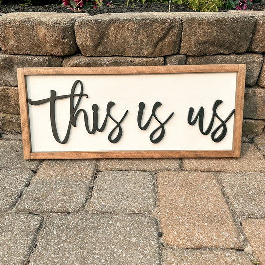 This Is Us Family Wall Wood Sign, Family Photo Prop, Gift for Wedding, Bridal Shower, Housewarming Gift, Gift for Blended Family
