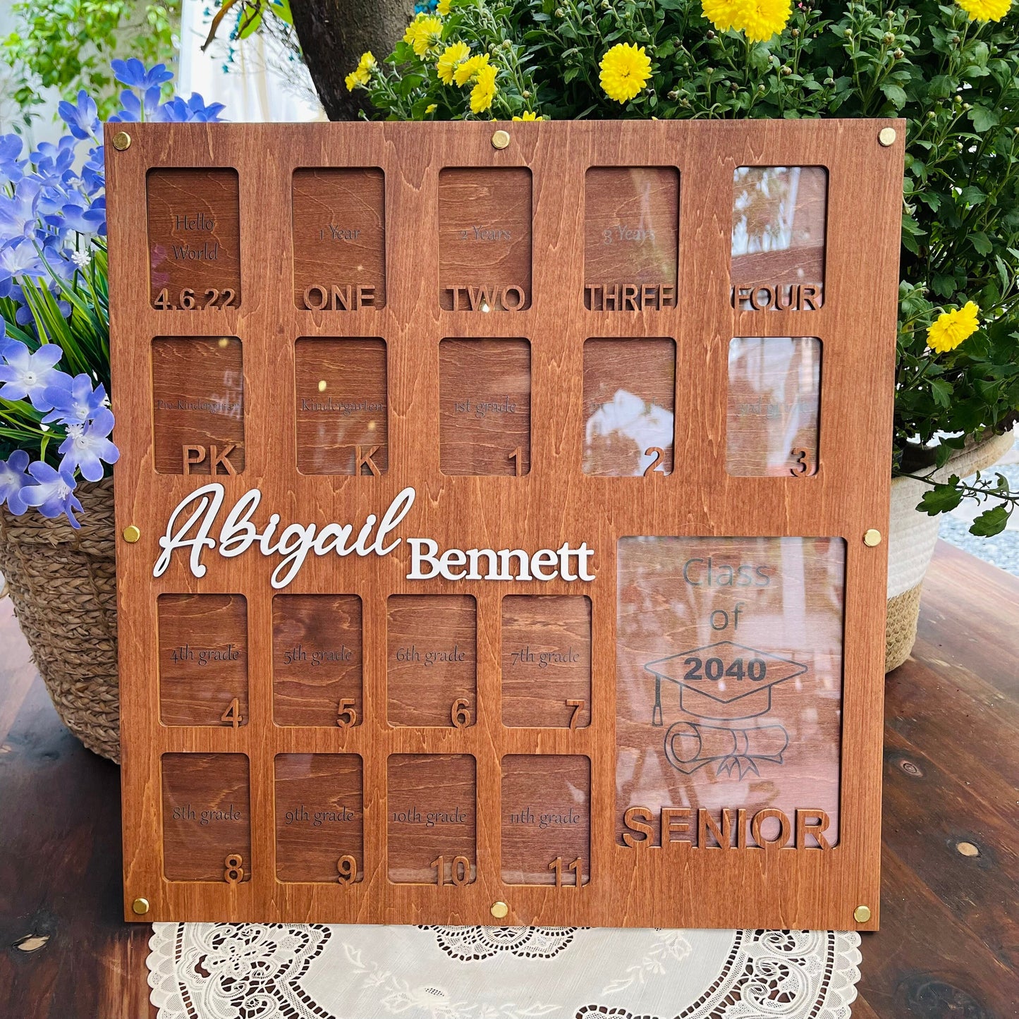 LARGE School Picture Frame, Birth through Graduation School Years Photo Frame, Personalized Grade School Photo Frame, Senior Picture Gift