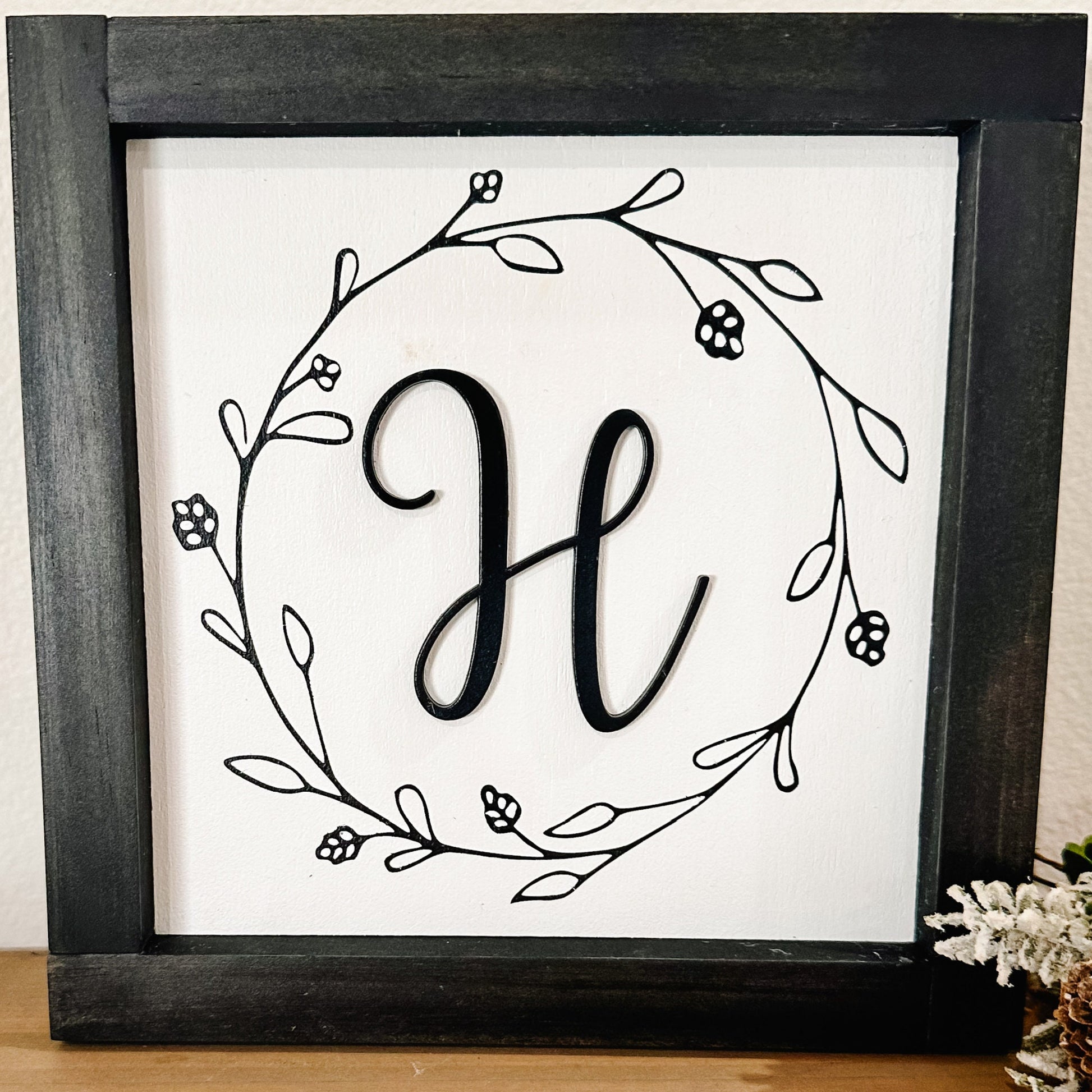 Monogram Family Sign for Gallery Wall, Framed Initial Sign, Wedding Gift, Housewarming Gift, Family Initial 3D Sign, Personalized Sign
