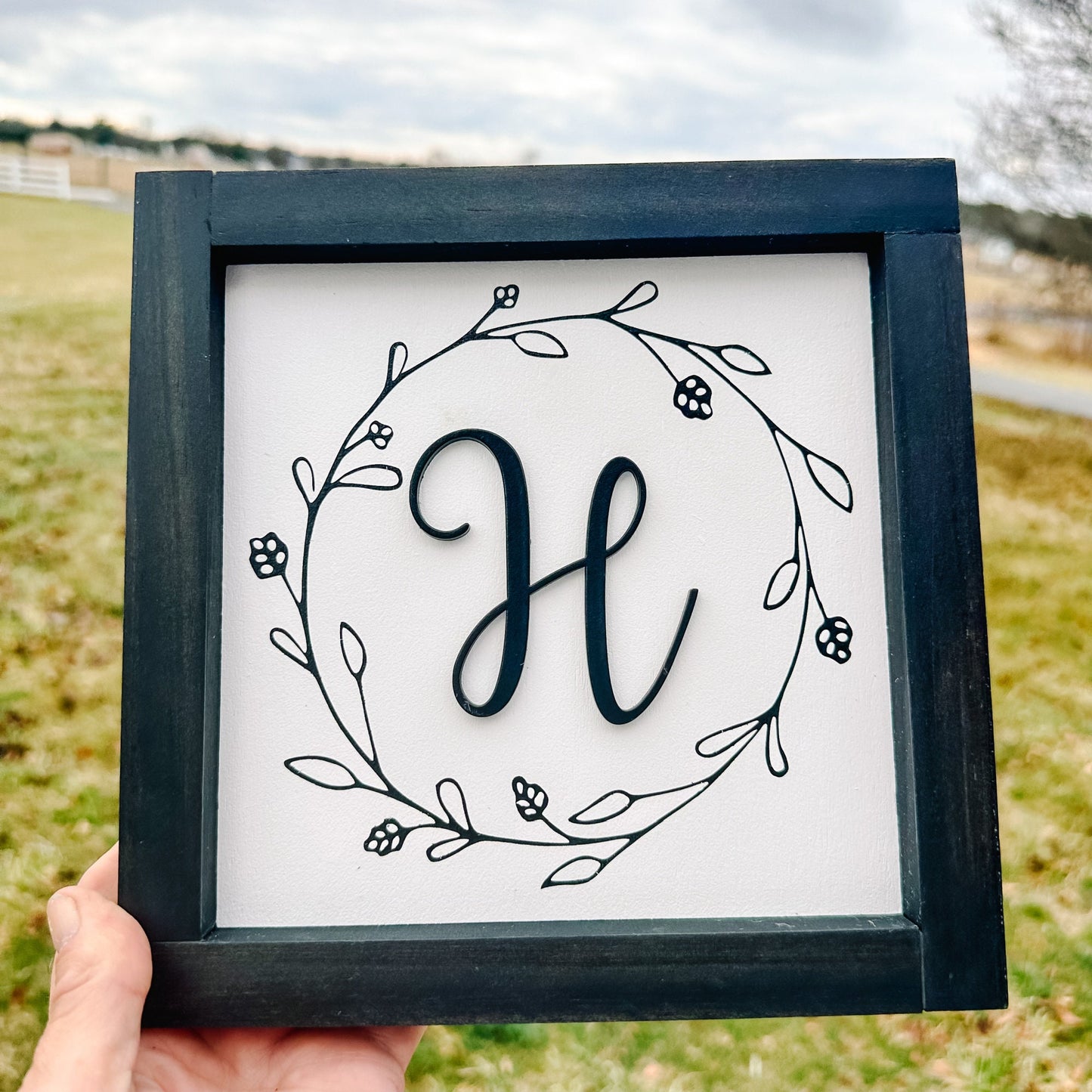Monogram Family Sign for Gallery Wall, Framed Initial Sign, Wedding Gift, Housewarming Gift, Family Initial 3D Sign, Personalized Sign