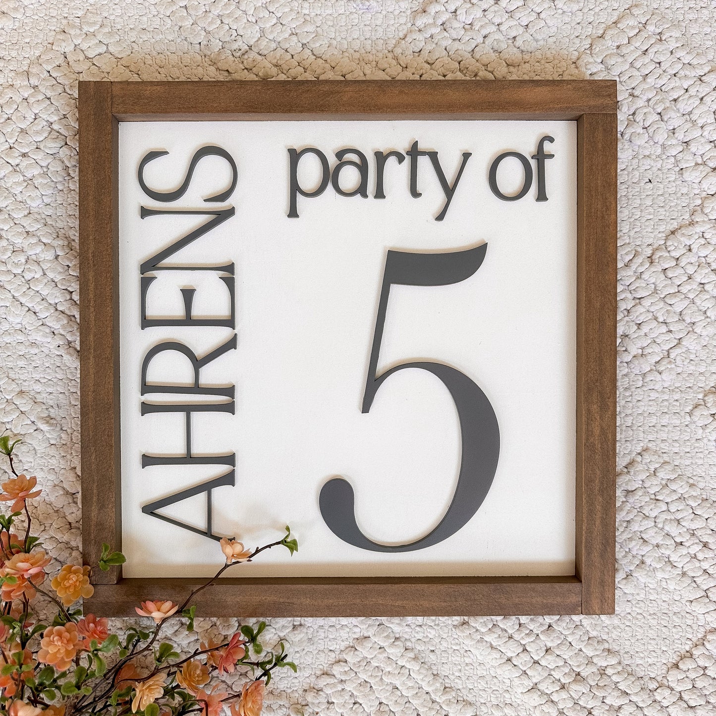 Party of 3 Sign, Family Name Sign, 3D Number Sign, Last Name Sign, Custom Family Name Sign, Party of 4,5,6 Sign, Personalized Family Sign