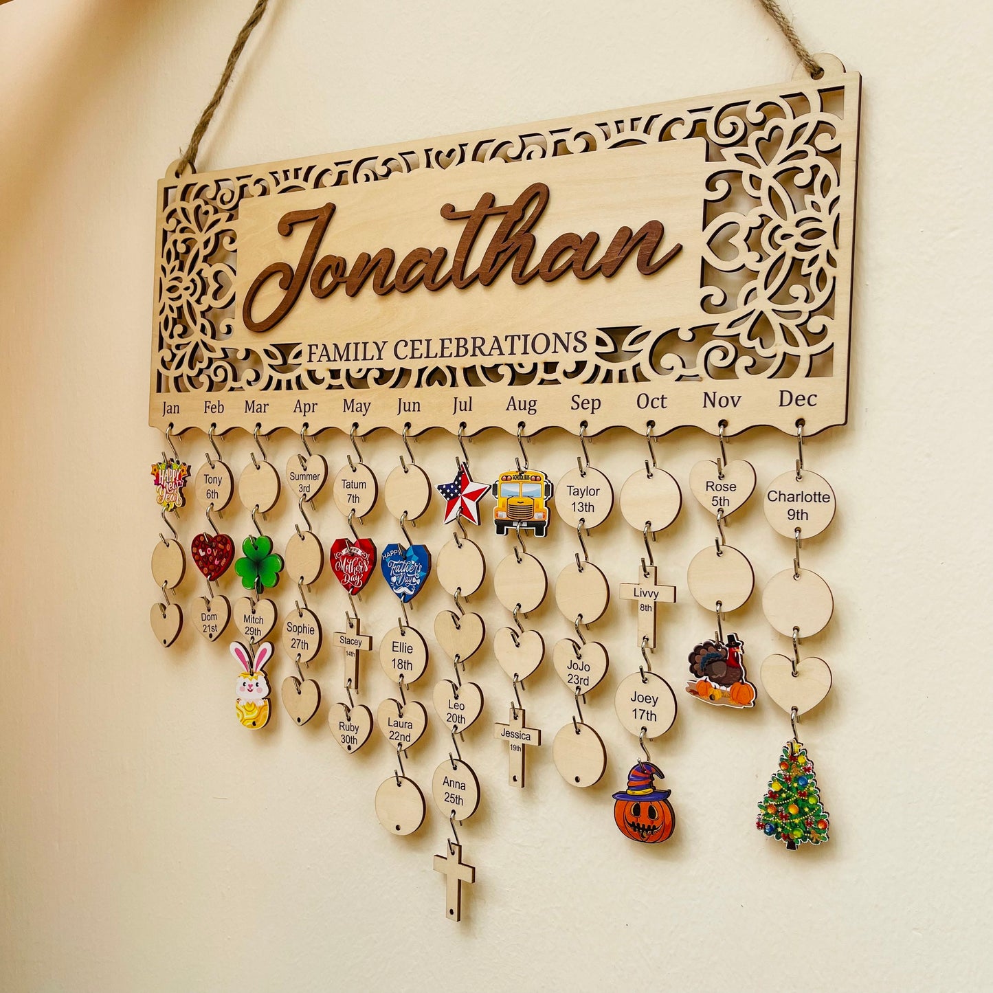 Perpetual Birthday Calendar, Personalized Family Celebrations Board, Family Birthday Board, Classroom Birthday Calendar Sign