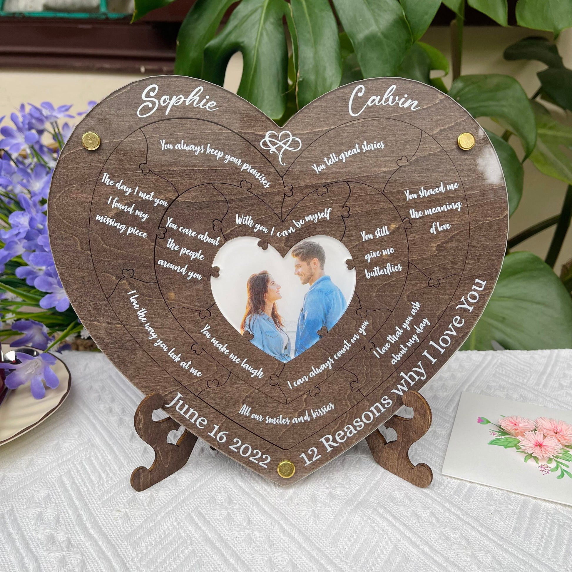 Reasons Why I Love You, Personalized Wooden Puzzle Birthday Gift for Her, Anniversary Gift for Him, Custom Valentines Gift for Boyfriend