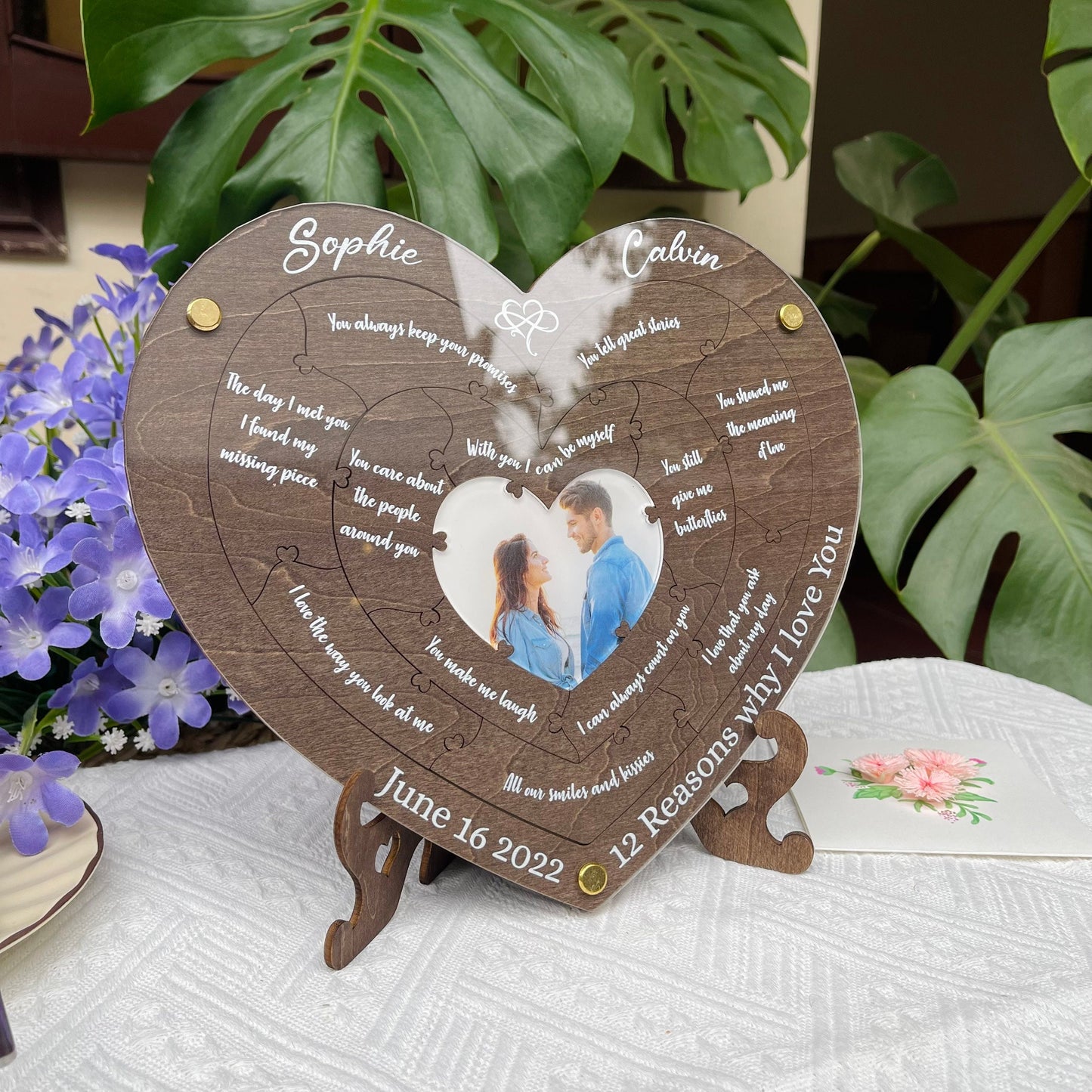 Reasons Why I Love You, Personalized Wooden Puzzle Birthday Gift for Her, Anniversary Gift for Him, Custom Valentines Gift for Boyfriend