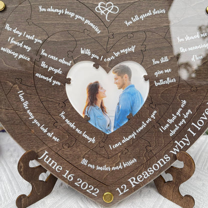 Reasons Why I Love You, Personalized Wooden Puzzle Birthday Gift for Her, Anniversary Gift for Him, Custom Valentines Gift for Boyfriend