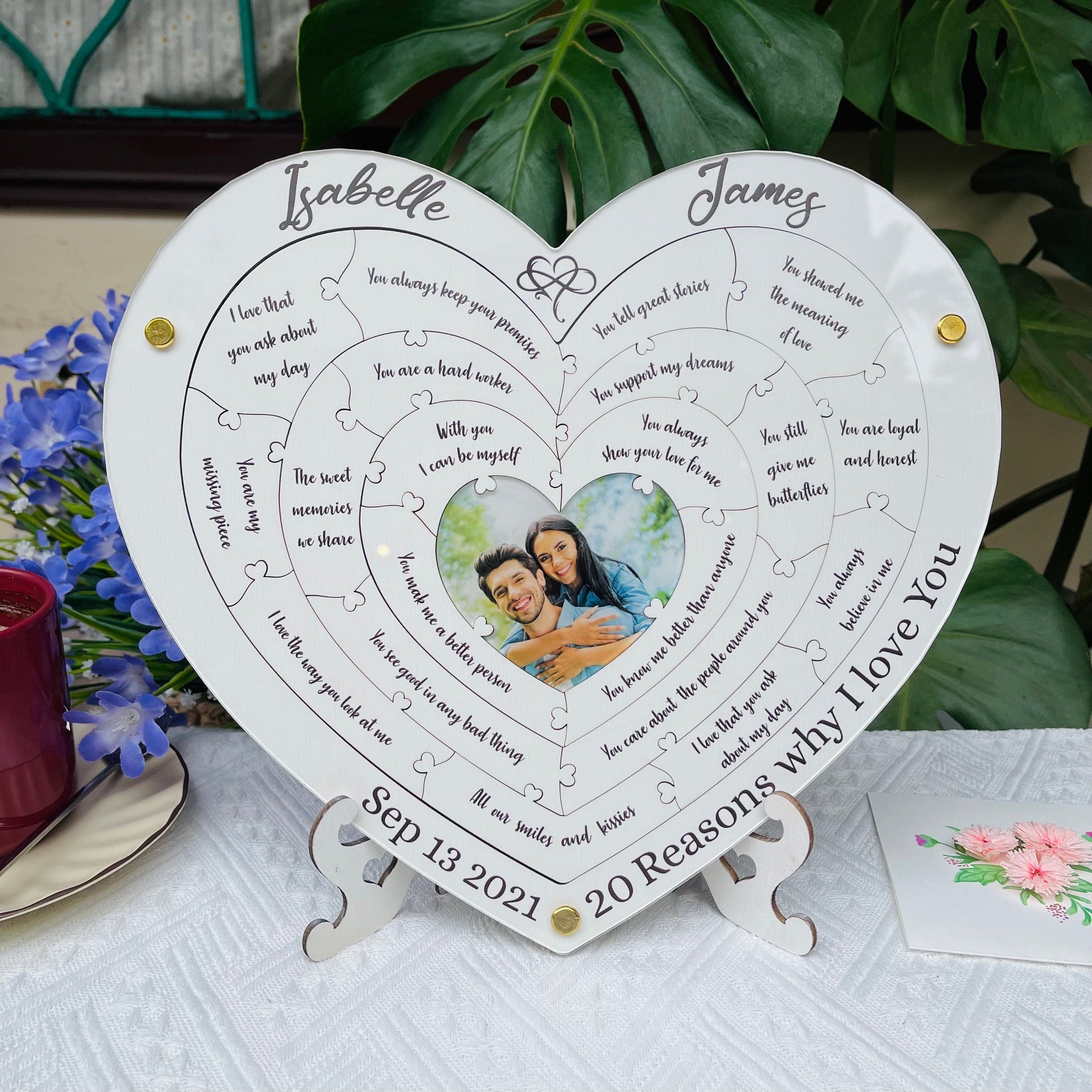 Reasons Why I Love You, Personalized Wooden Puzzle Birthday Gift for Her, Anniversary Gift for Him, Custom Valentines Gift for Boyfriend