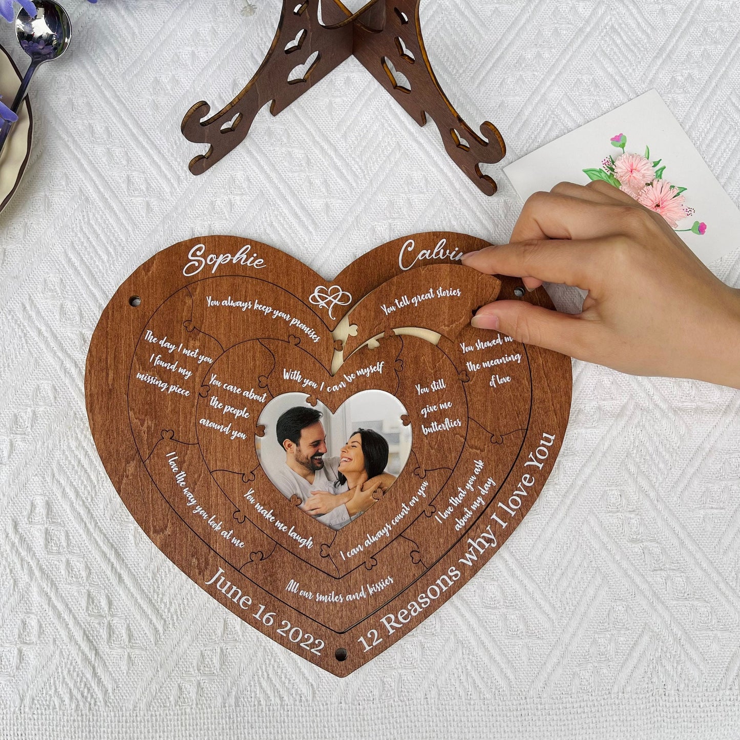 Reasons Why I Love You, Personalized Wooden Puzzle Anniversary Gift for Boyfriend Girlfriend, Birthday Gift for Her Him, Valentines Day Gift
