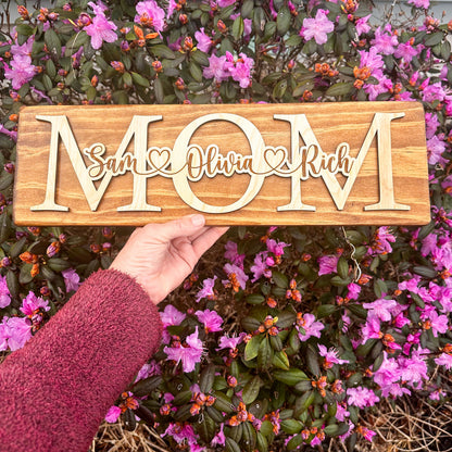 Personalized Mothers Day Gift, Sign for Mom, Gift for Mom, Grandma Gift for Kids, Birthday Gift for Mom or Grammy, Rustic Wood Sign for Mom