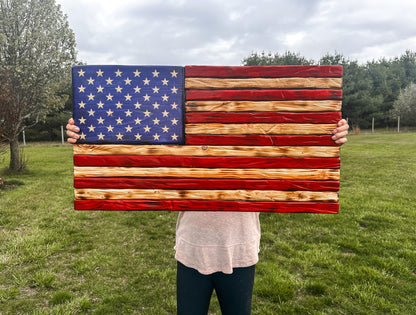 Rustic American Wood Flag, Military Gift, Painted Charred Distressed American Flag, Wooden Flag, Military Retirement Gift, Patriotic Gift