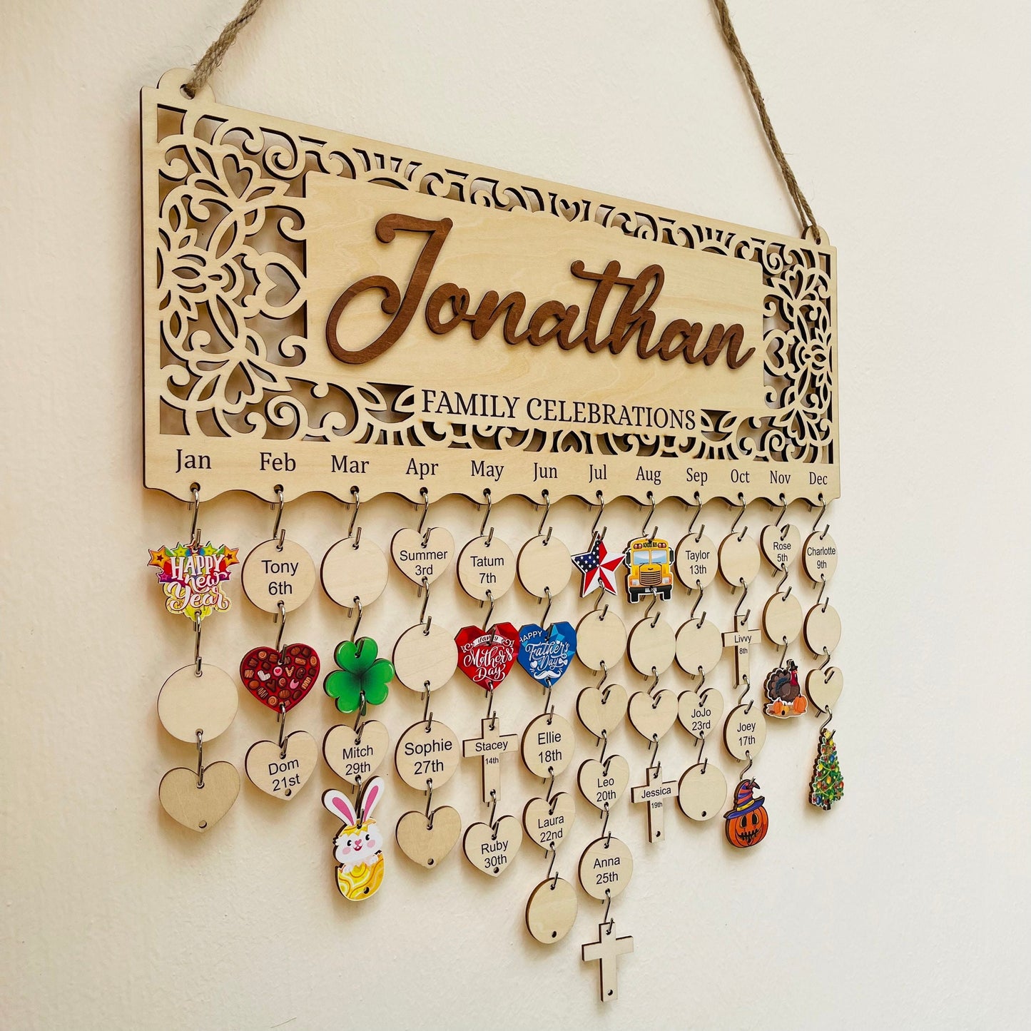 Perpetual Birthday Calendar, Personalized Family Celebrations Board, Family Birthday Board, Classroom Birthday Calendar Sign