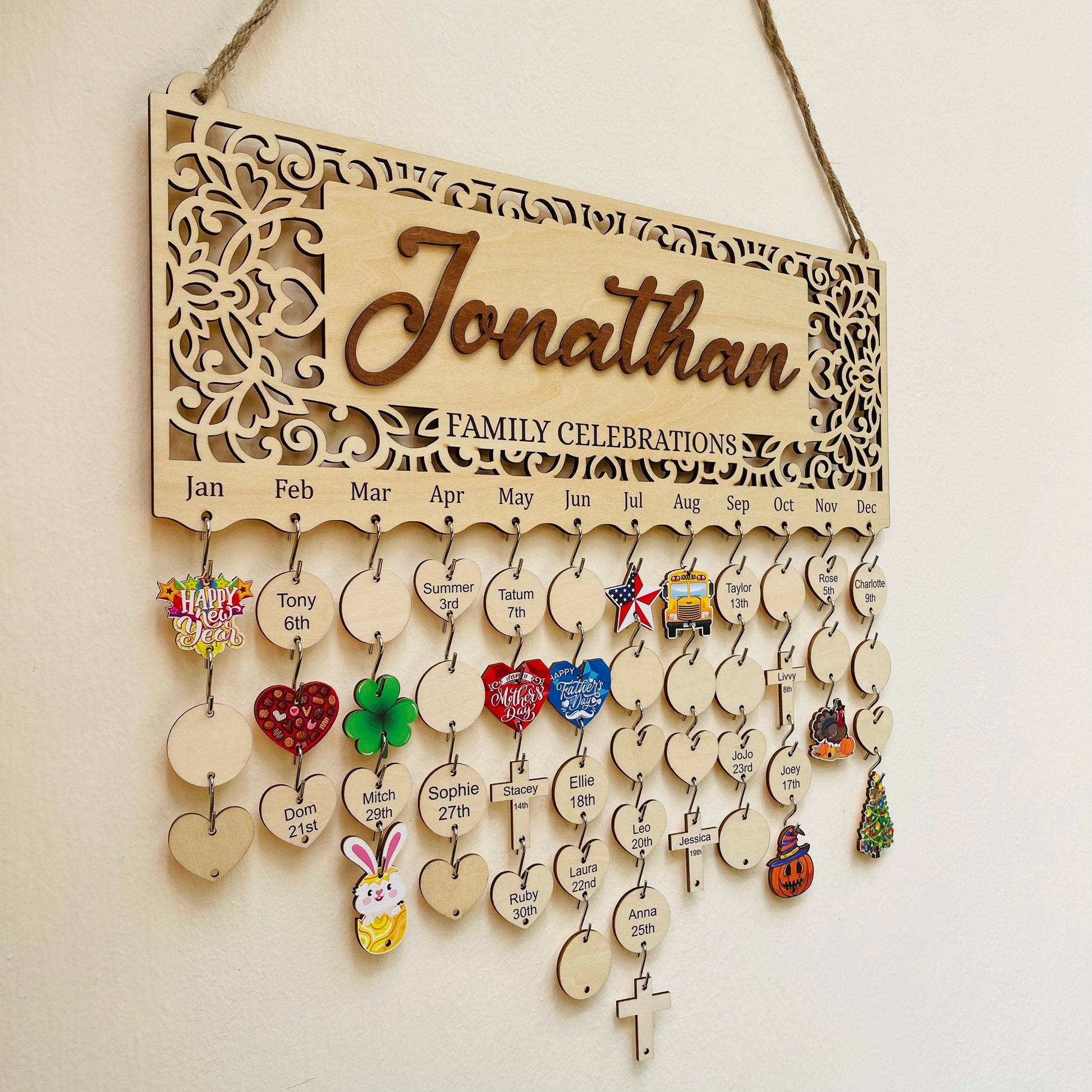 Perpetual Birthday Calendar, Personalized Family Celebrations Board, Family Birthday Board, Classroom Birthday Calendar Sign