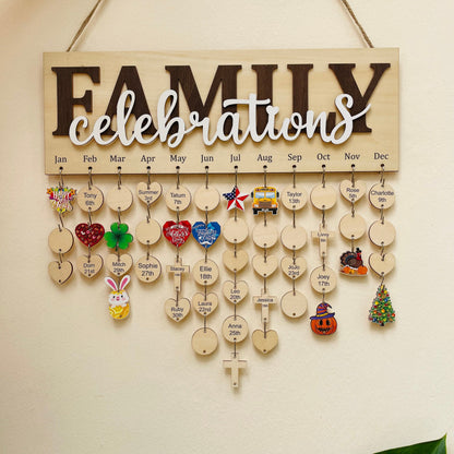 Family Celebrations Board, Personalized Family Birthday Sign, Family Calendar Board For Birthdays and Anniversaries, New Home Gift
