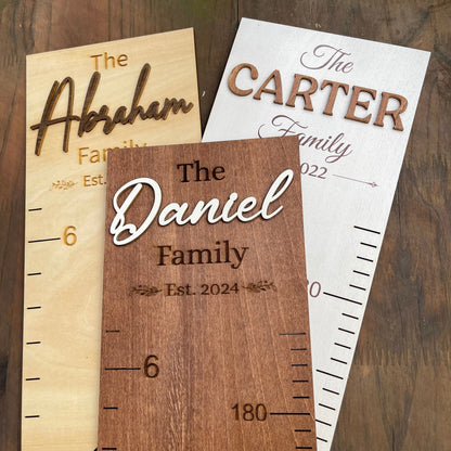 Family Growth Chart Personalized Wood Growth Chart Height Chart for Kids Height Ruler for Wall Wooden Nursery Decor Baby Shower Gift