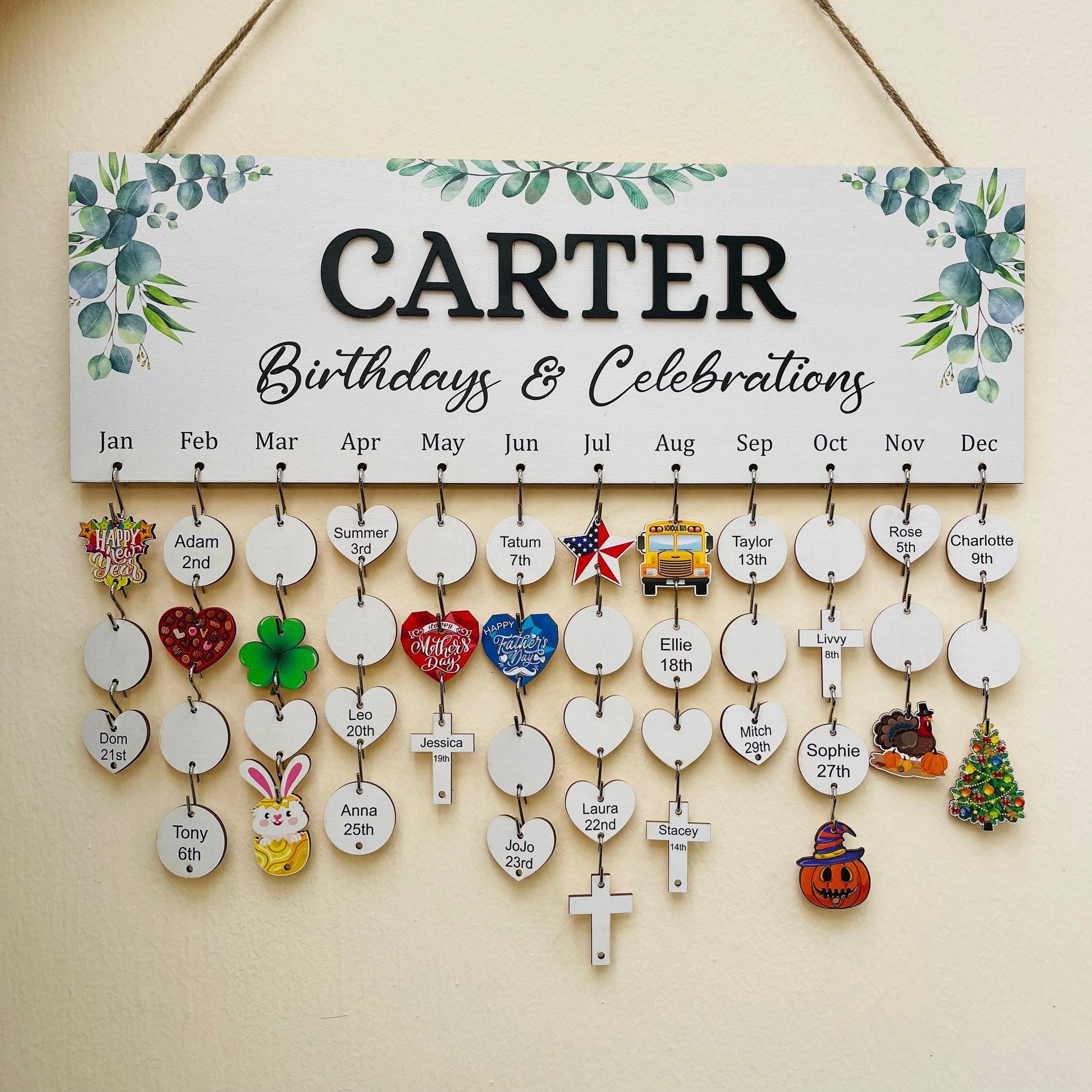 Personalized Family Birthday Board, Family Birthdays and Celebrations Board Sign, Custom Birthday Board, Family Birthday Calendar Sign