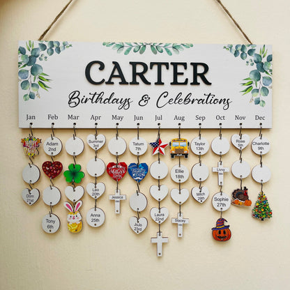 Personalized Family Birthday Board, Family Birthdays and Celebrations Board Sign, Custom Birthday Board, Family Birthday Calendar Sign