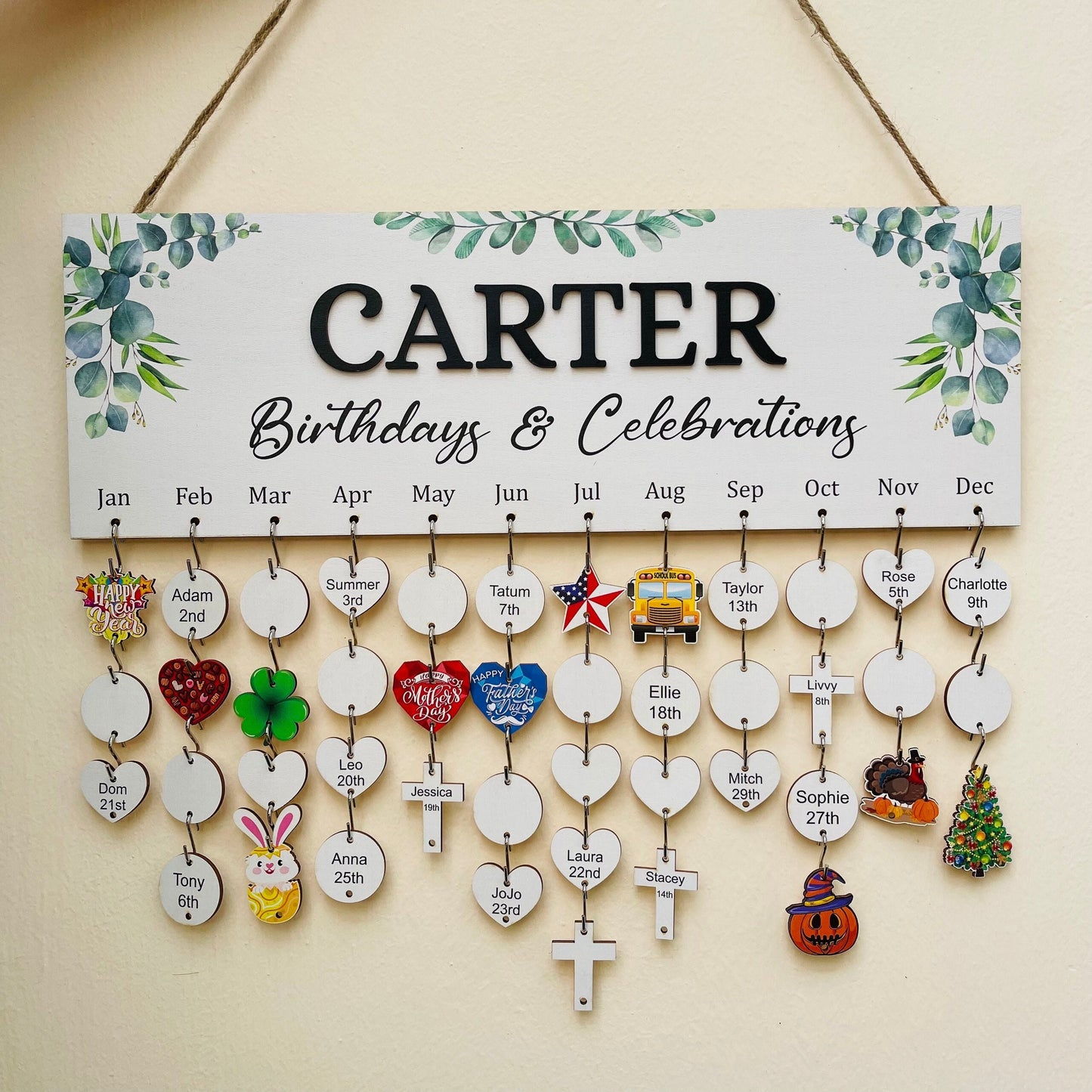 Personalized Family Birthday Board, Family Birthdays and Celebrations Board Sign, Custom Birthday Board, Family Birthday Calendar Sign
