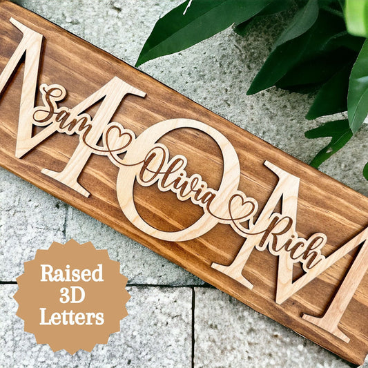 Personalized Mothers Day Gift, Sign for Mom, Gift for Mom, Grandma Gift for Kids, Birthday Gift for Mom or Grammy, Rustic Wood Sign for Mom