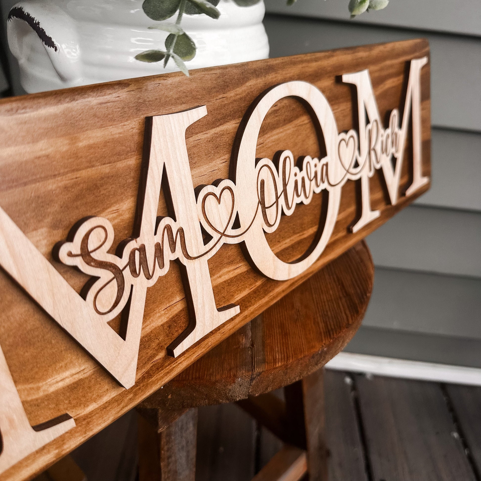 Personalized Mothers Day Gift, Sign for Mom, Gift for Mom, Grandma Gift for Kids, Birthday Gift for Mom or Grammy, Rustic Wood Sign for Mom