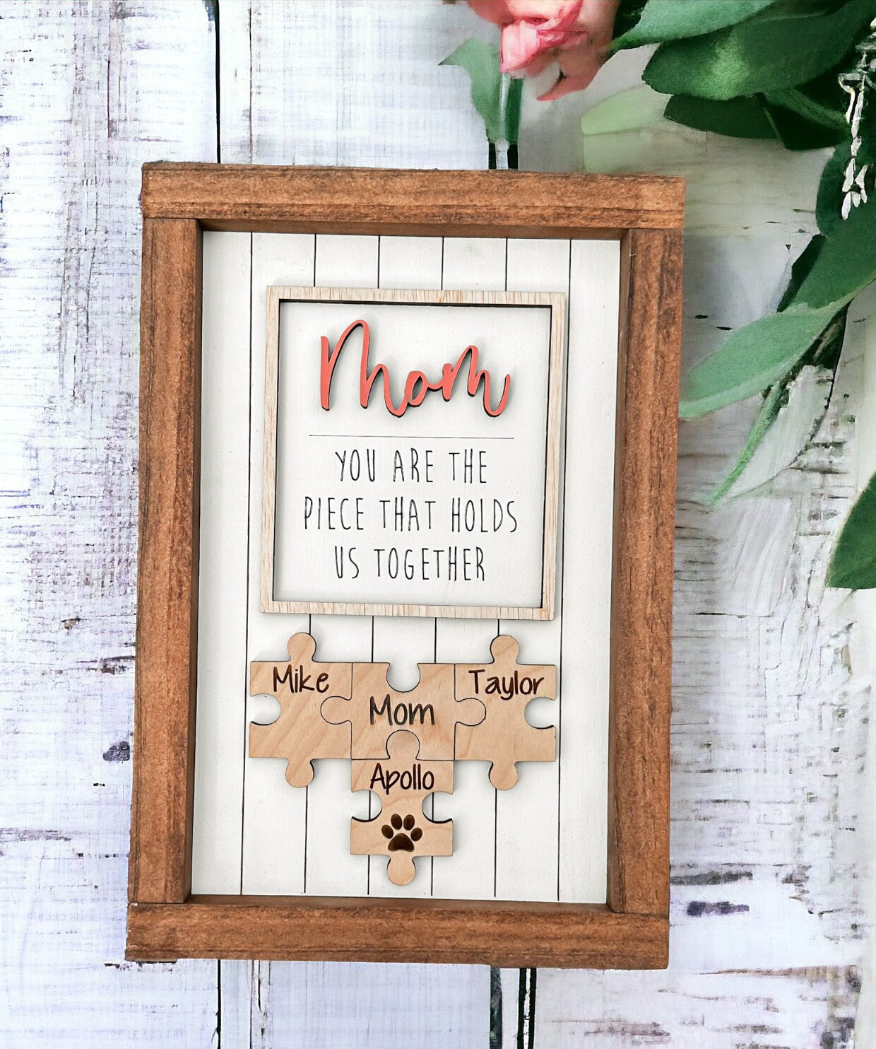 Puzzle Mom Sign Mothers Day Gift From Kids Puzzle Sign Grandma Gift Piece That Holds Us Together Sign Engraved Sign From Kids