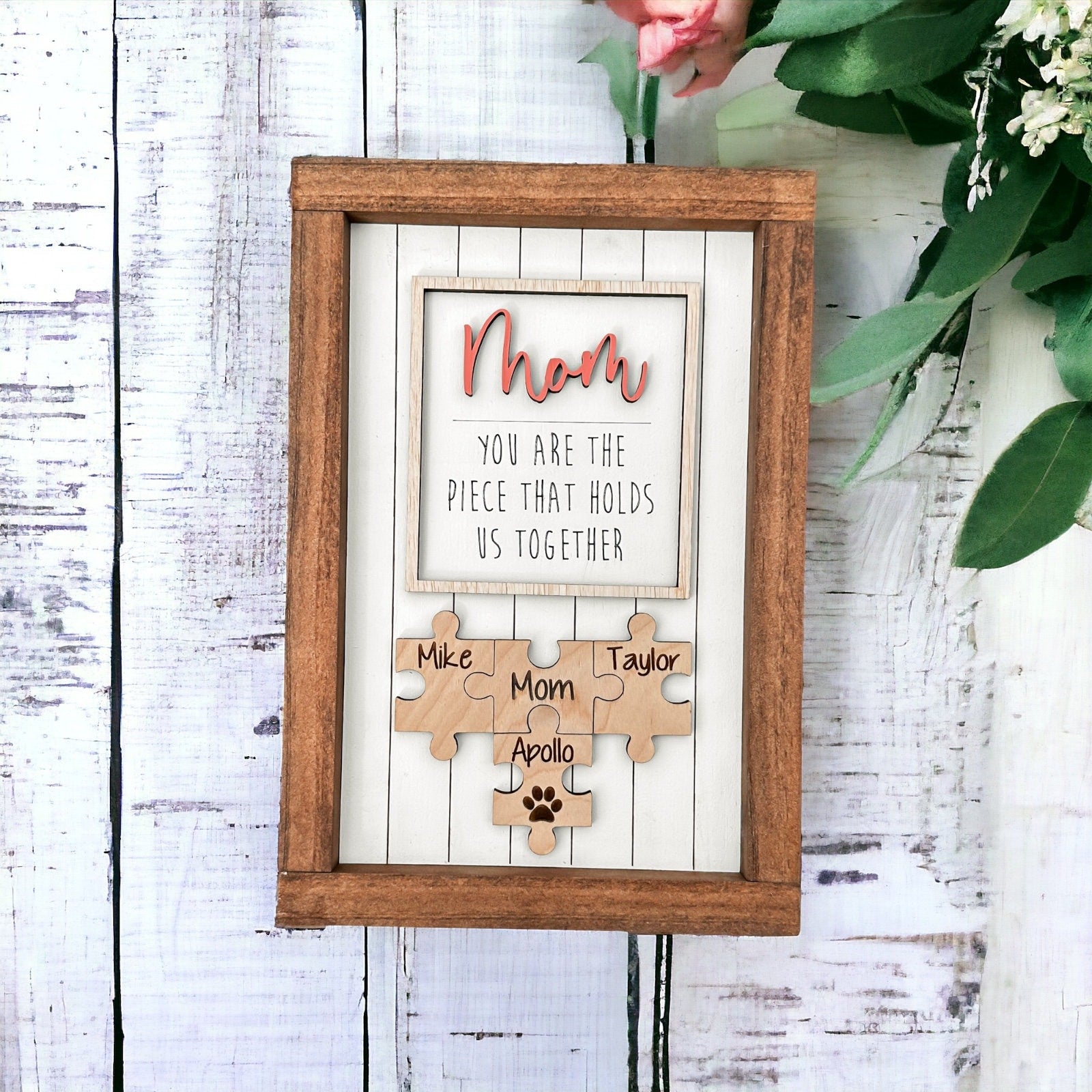 Puzzle Mom Sign Mothers Day Gift From Kids Puzzle Sign Grandma Gift Piece That Holds Us Together Sign Engraved Sign From Kids