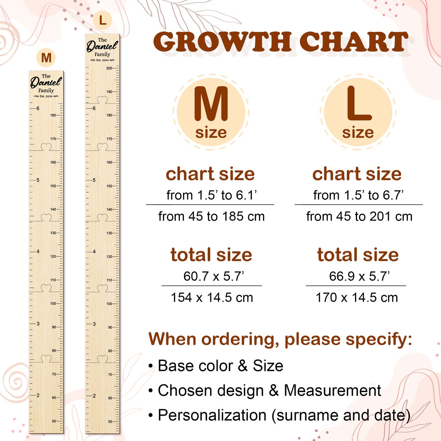 Family Height Chart Personalized Growth Chart Height Chart for Kids Baby Growth Chart Height Ruler for Wall Wooden Nursery Decor