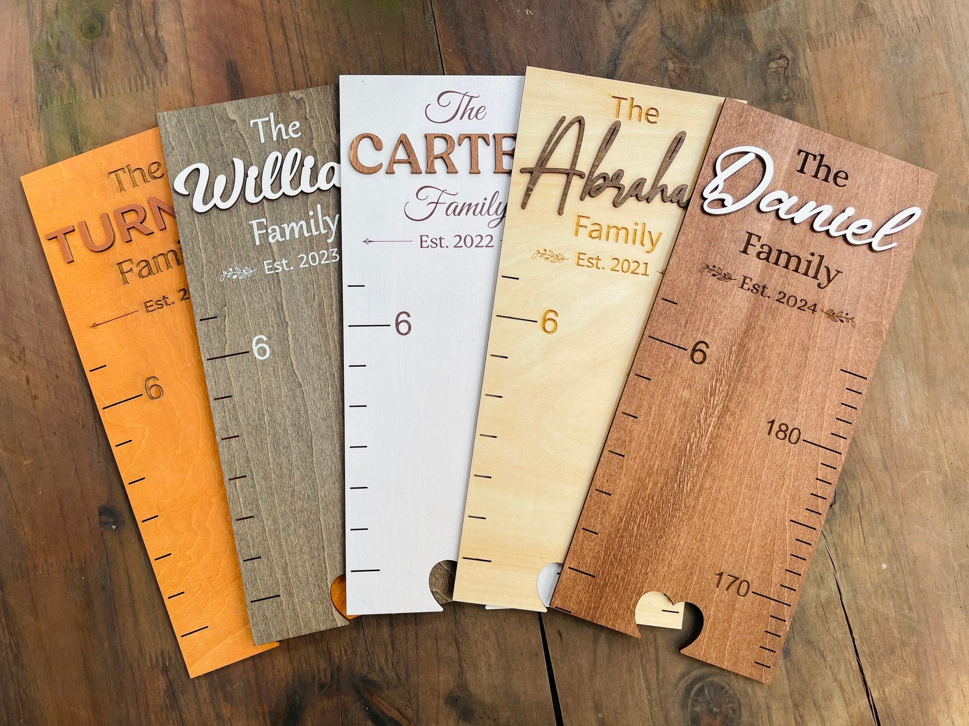 Family Growth Chart Personalized Wood Growth Chart Height Chart for Kids Height Ruler for Wall Wooden Nursery Decor Baby Shower Gift