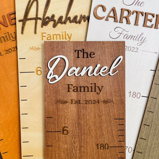 Family Growth Chart Personalized Wood Growth Chart Height Chart for Kids Height Ruler for Wall Wooden Nursery Decor Baby Shower Gift