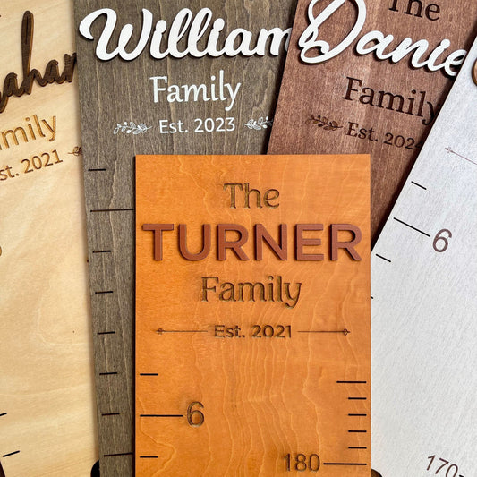 Family Growth Chart Personalized Wood Growth Chart Height Chart for Kids Height Ruler for Wall Wooden Nursery Decor Housewarming Gift
