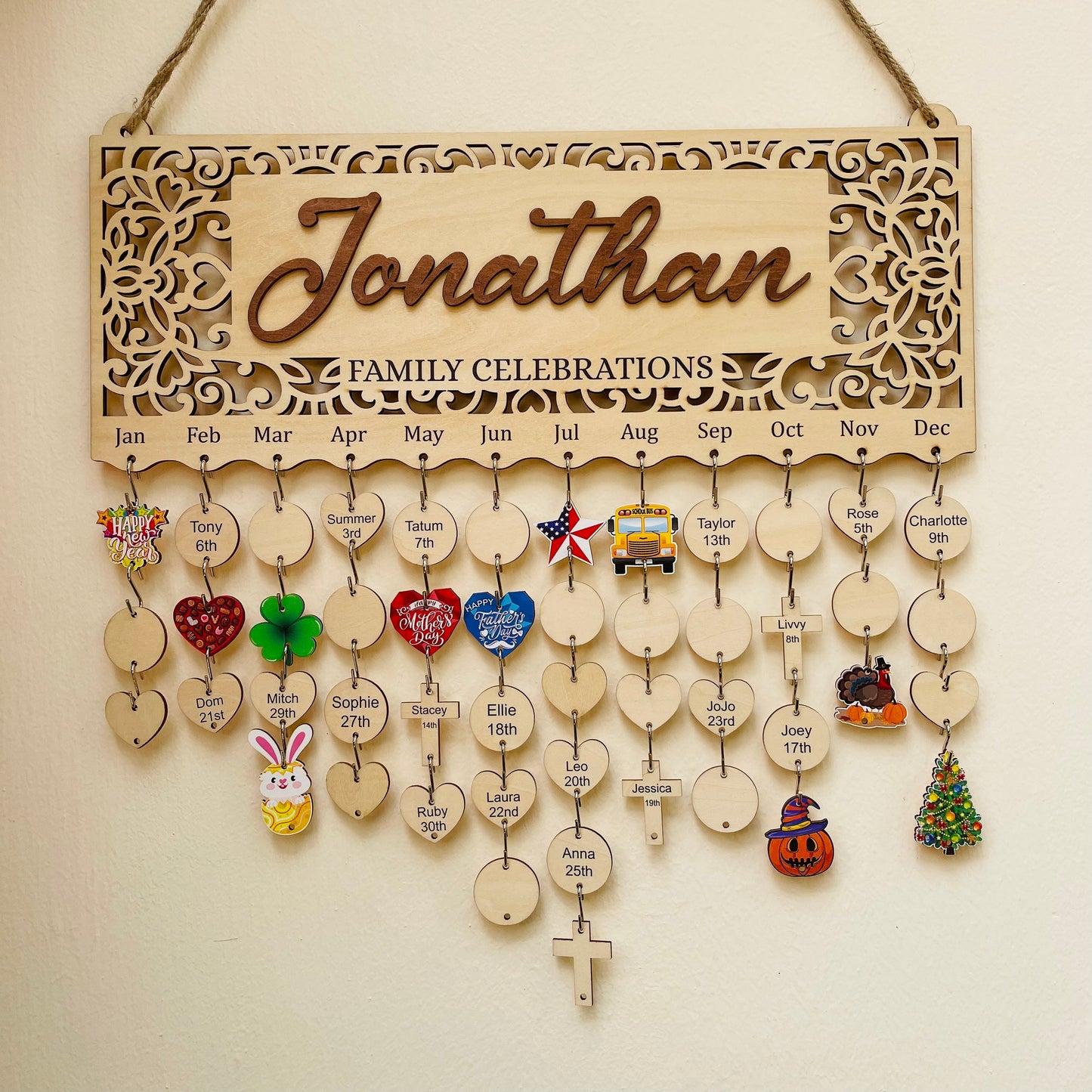 Customized Individual Disc, Personalized Family Birthday Tags, Birthday Calendar, Birthday Family Celebrations, Birthday Reminder