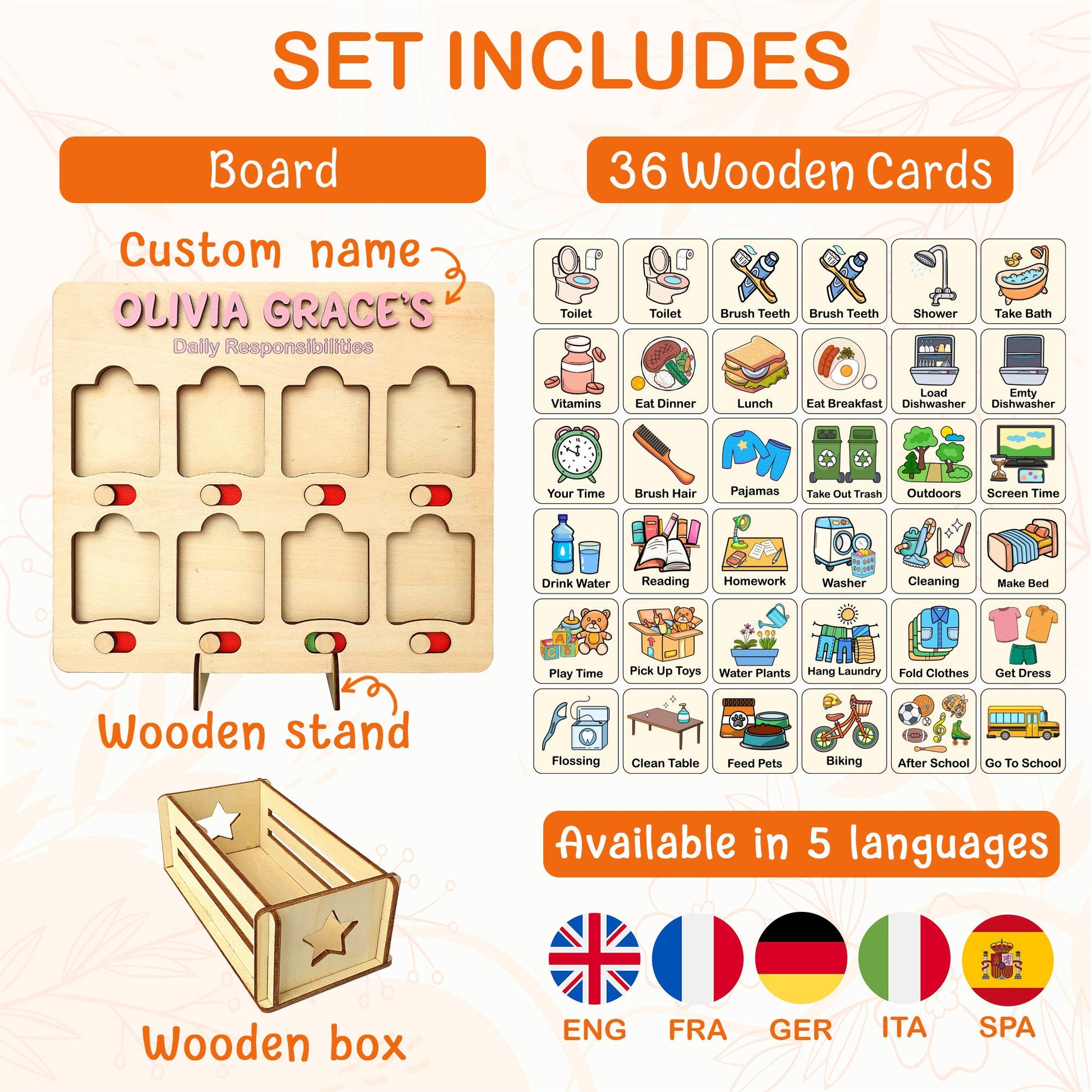 Chore Chart for Kids, Kids Daily Responsibilities Chart, Kids Chore Chart, Daily Checklist, Daily Task List, Toddler Routine Chart