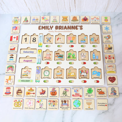 Chore Chart for Kids, Montessori Calendar, Kids Routine Chart, Toddler Chart, Homeschool Planner, Visual Schedule, Responsibility Chart