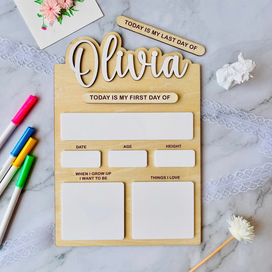 First Day of School Sign, Back to School, Personalized Last Day of School Sign, Reusable Dry Erase Board, Back to School Photo Prop