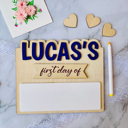 Personalized First and Last Day of School Sign, Back To School, Reusable Erasable School Sign, Preschool Kindergarten First Day Prop 2024