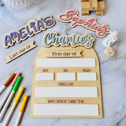 First Day of School Sign Personalized Interchangeable Names Back to School Board Reusable White Board Dry Erase Back to School Sign