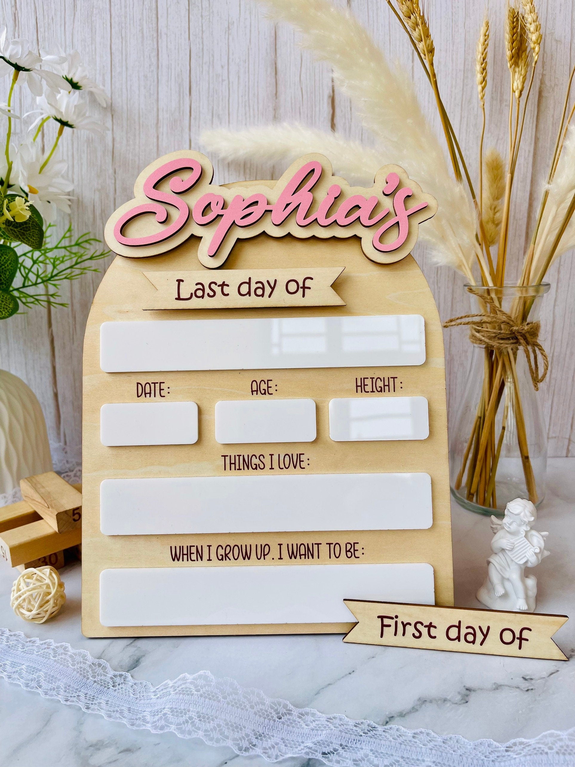 First Day of School Sign Personalized Interchangeable Names Back to School Board Reusable White Board Dry Erase Back to School Sign