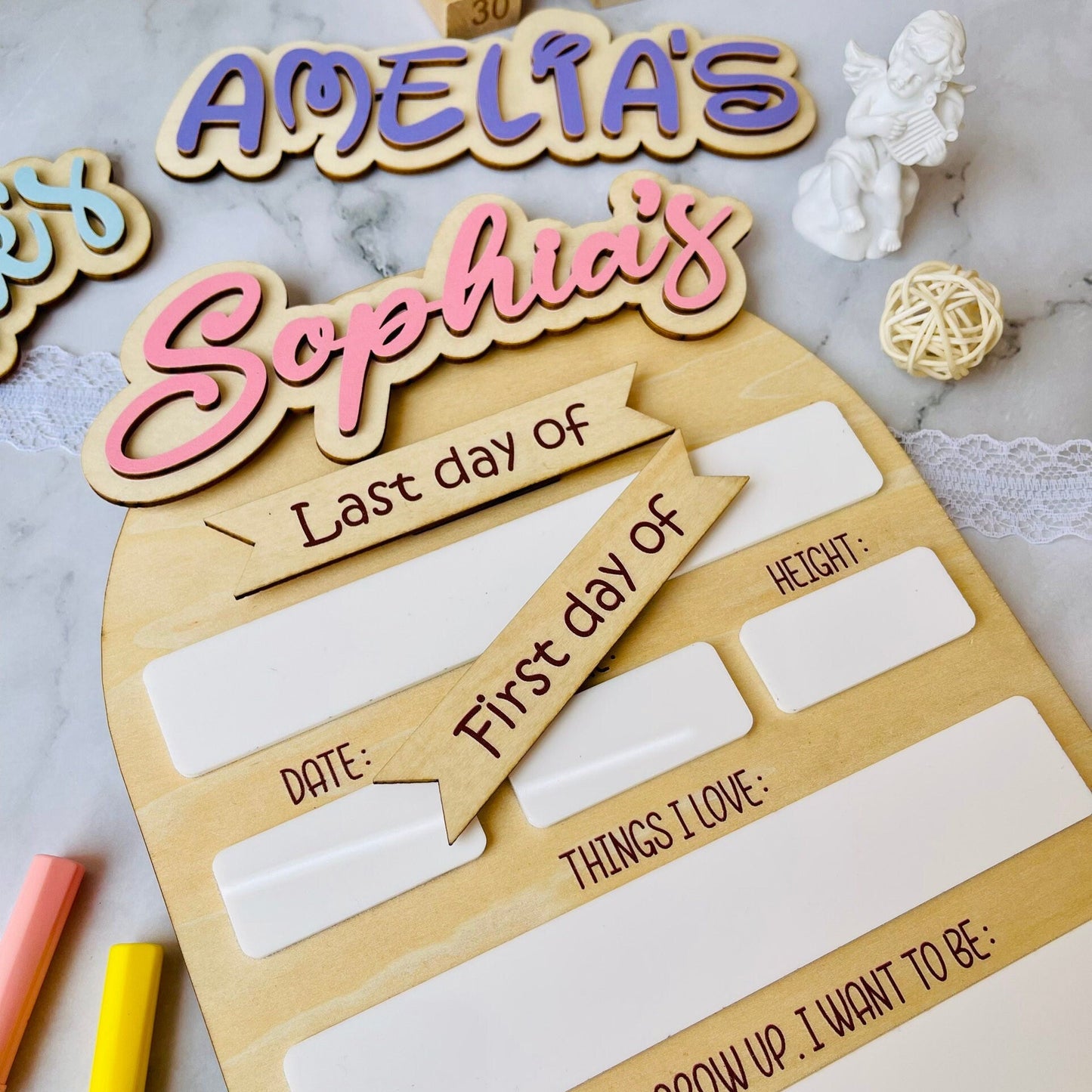 First Day of School Sign Personalized Interchangeable Names Back to School Board Reusable White Board Dry Erase Back to School Sign