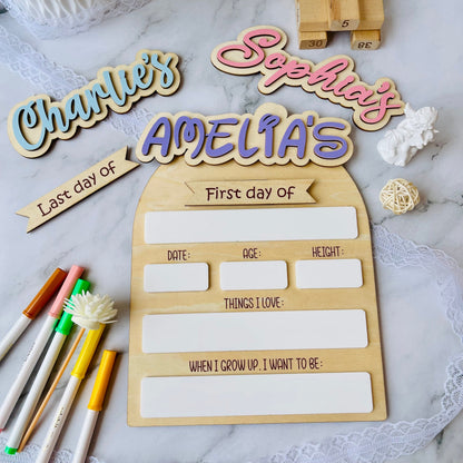 First Day of School Sign Personalized Interchangeable Names Back to School Board Reusable White Board Dry Erase Back to School Sign