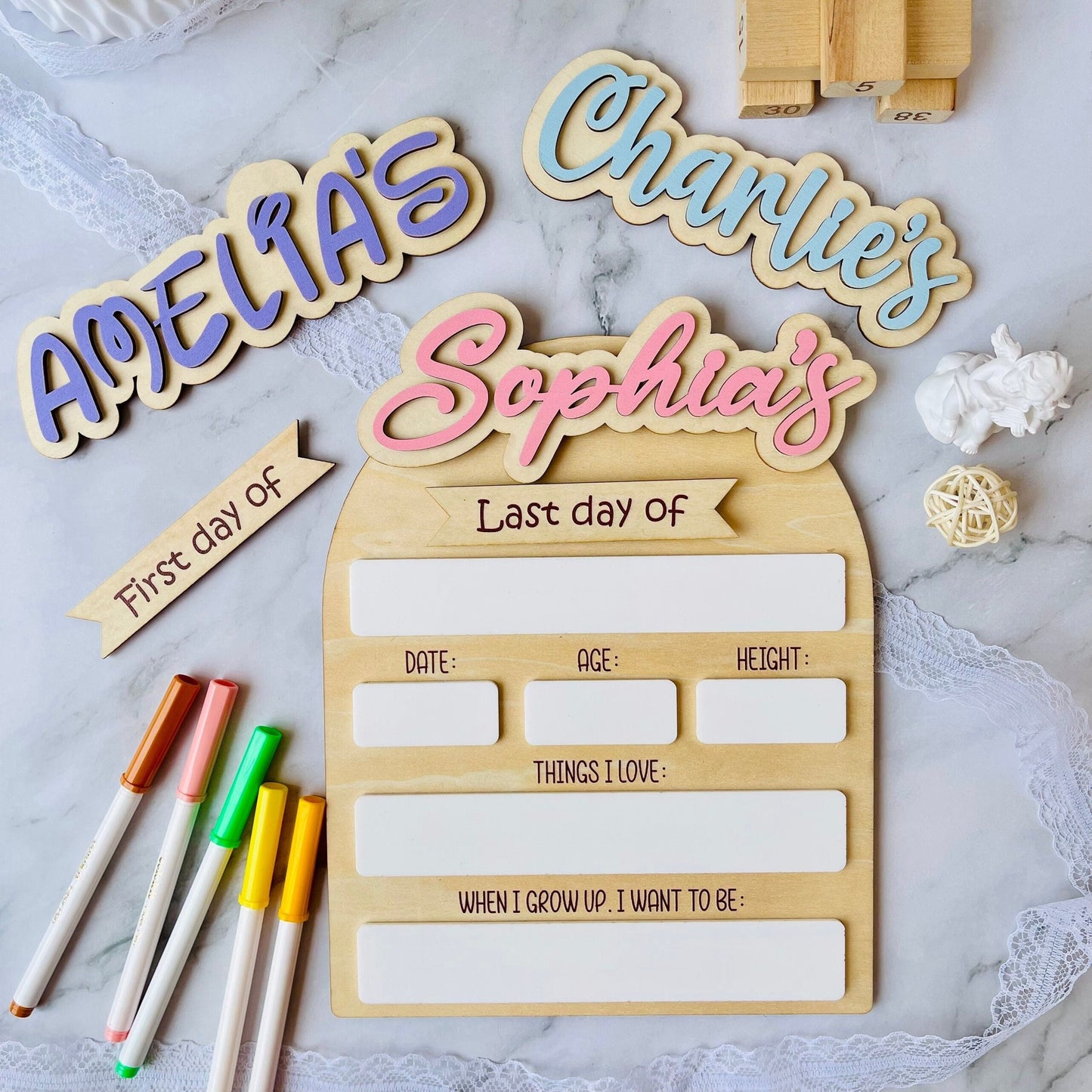 Last and First Day of School Sign, Personalized Back to School Sign, Reusable Erasable School Sign, Preschool Kindergarten First Day Prop