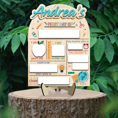 Personalized First & Last Day of School Interchangeable Sign, Wooden School Board Gift for Students, Back to School First Day Of School Sign