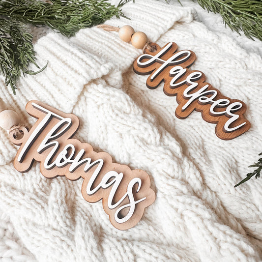 Personalized Christmas Stocking Tags, Wood Gift Tags, Custom Name Tags, Stocking Name Tag, Wooden Name Tag, Gift Name Tag, Christmas Decor