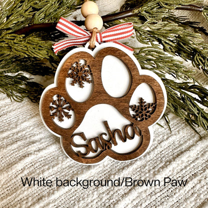 Personalized Dog Paw Ornament, Dog Lover Gift, Custom Pet Ornament, Christmas Pet Ornament,