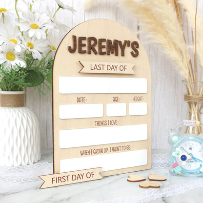 First Day of School Sign, Back to School Board, Last Day of School, Personalized Photo Prop, Reusable Sign, Sign for School Pictures