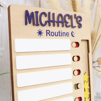 Personalized Chore Chart for Kids, Sliding Routine Chart with Reward Stars, Daily Checklist, Kids Daily Tasks, Daily Routine Dry-erase